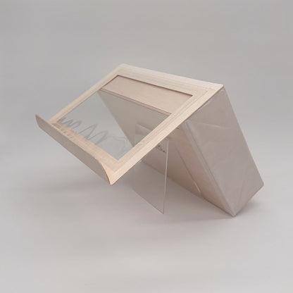 8"x11"x3" Large Balsa Wood Collapsible Box with Attached Window Lid