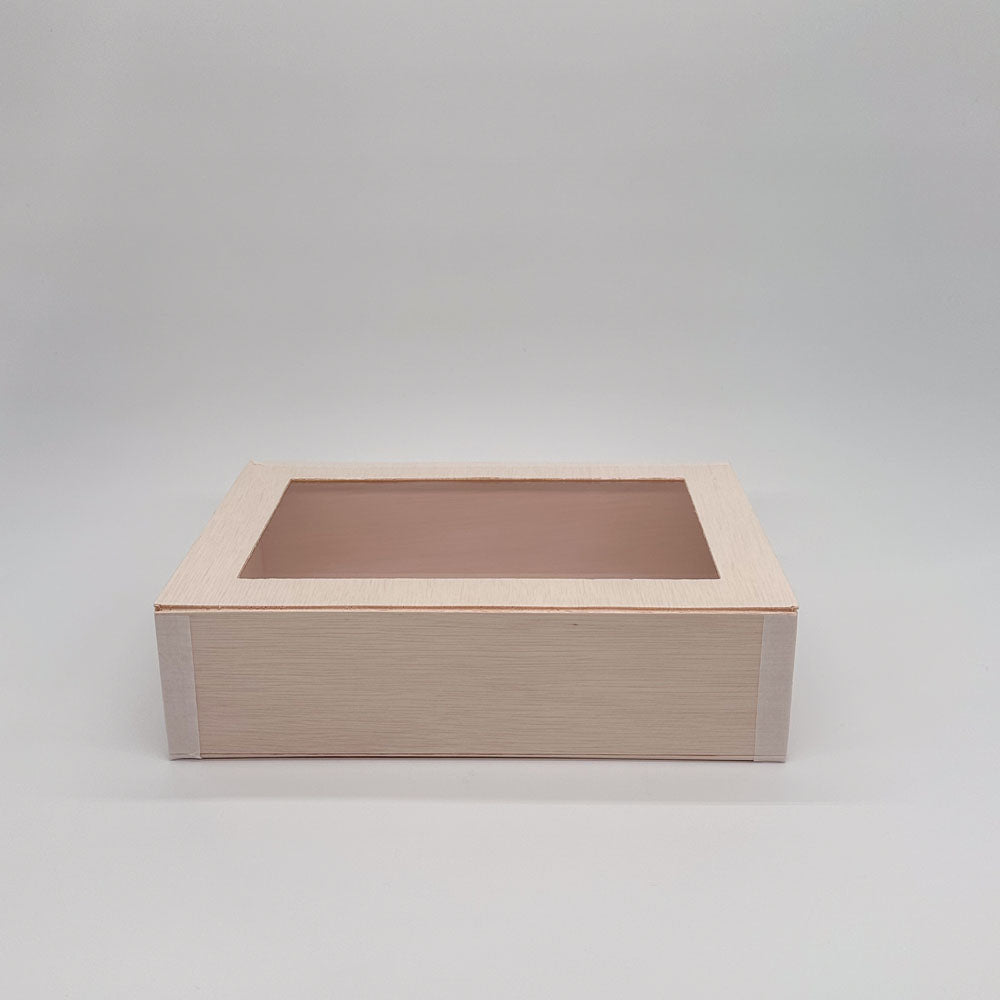 8"x11"x3" Large Balsa Wood Collapsible Box with Attached Window Lid
