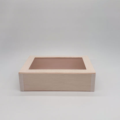 8"x11"x3" Large Balsa Wood Collapsible Box with Attached Window Lid