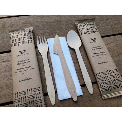 6.5" Medium Weight Wooden Cutlery Kit
