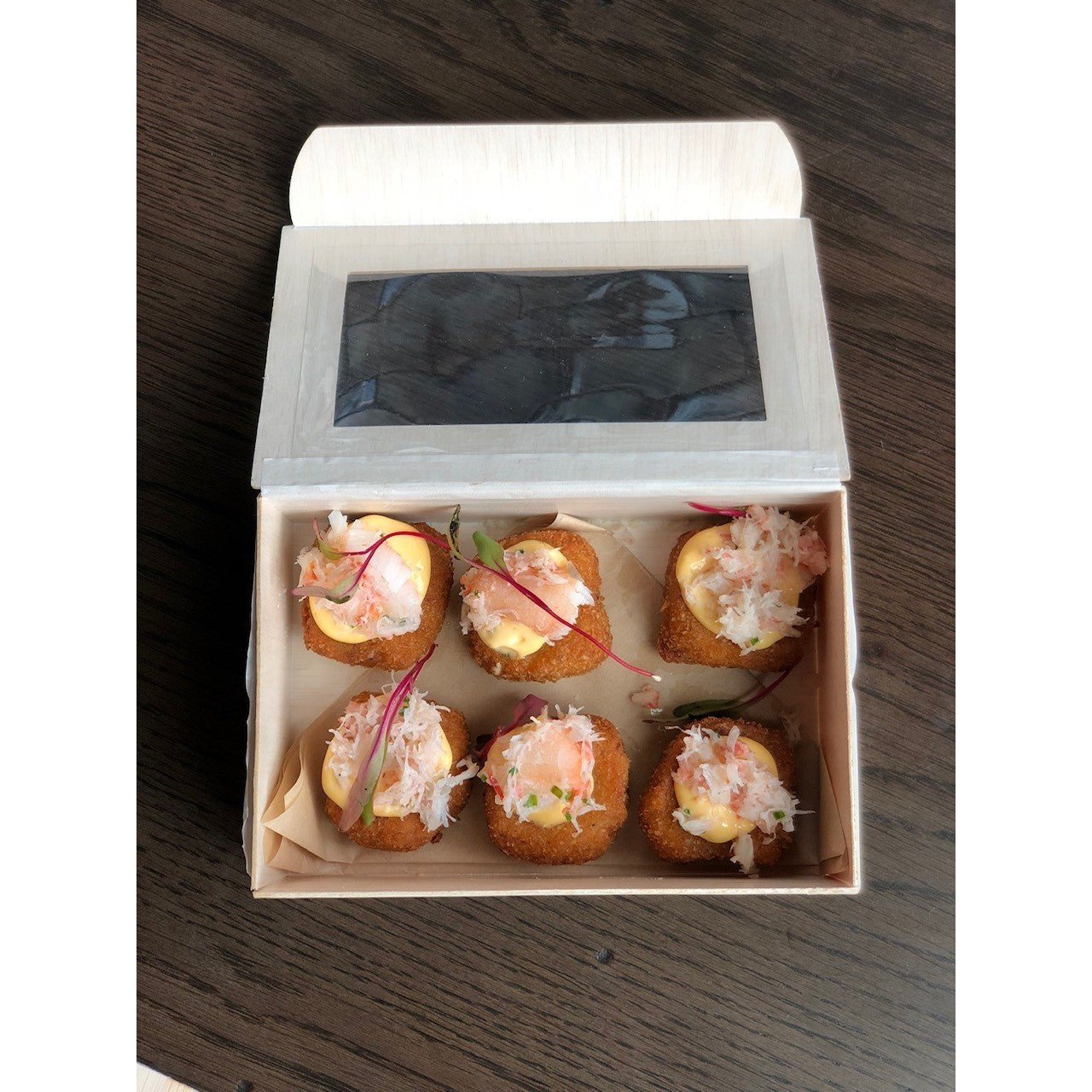 4"x6"x2" Small Balsa Wood Collapsible Box with Windowed Attached Lid