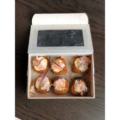 4"x6"x2" Small Balsa Wood Collapsible Box with Windowed Attached Lid