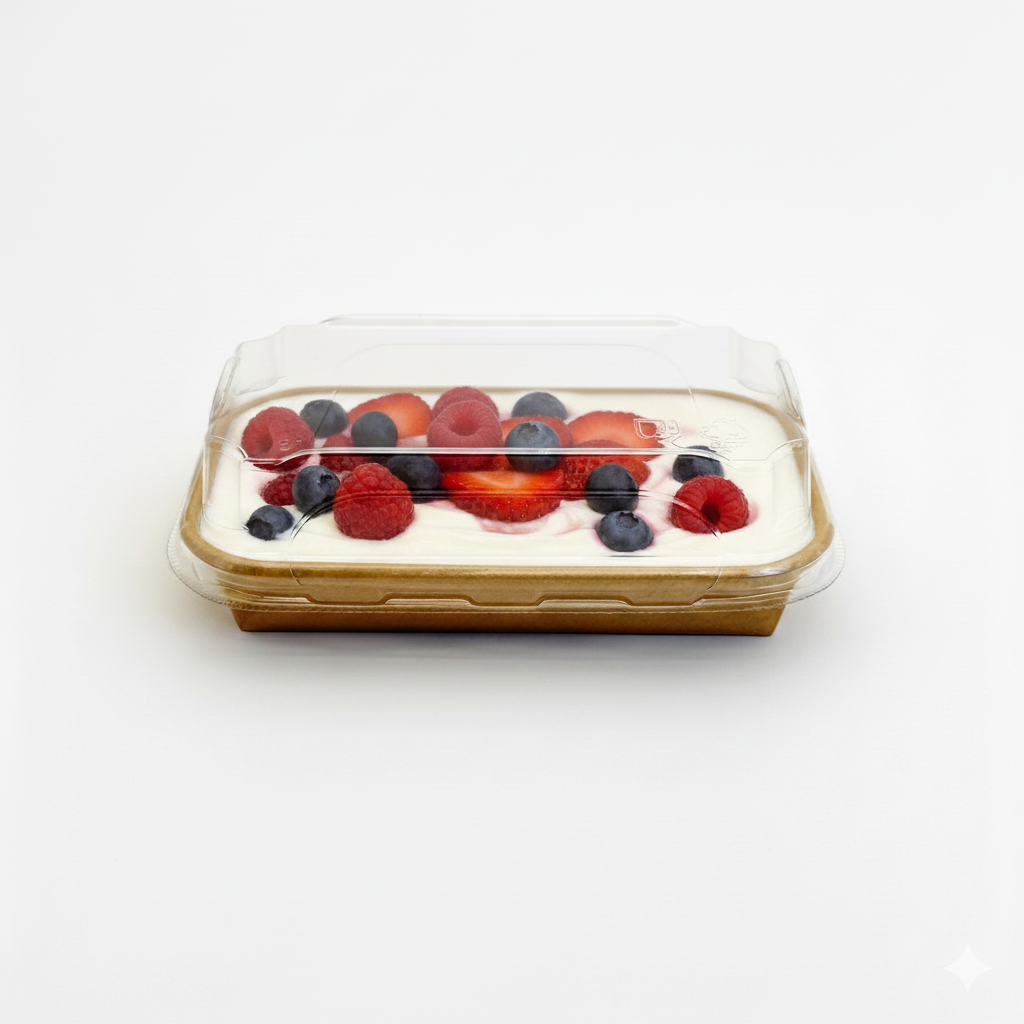5.5"x3.1" Kraft PaperBoard Tray with Clear PET Lid